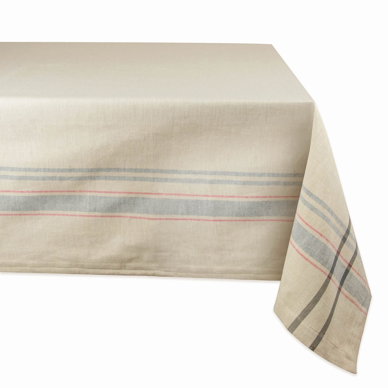DII&#xAE; 84&#x22; Gray French Stripe Tablecloth